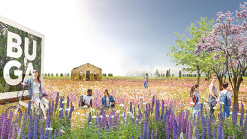 BUGA Mannheim 2023: Blick in den Landschaftspark auf Spinelli