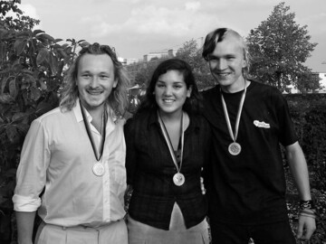 Bundessieger des deutschen Berufswettbewerbs 2005: Sebastian Sowa, Kathleen Priegnitz und Gerac Lcke aus Westfalen-Lippe