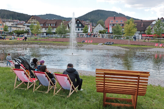 Der Schelklewiesenweiher in Baiersbronn ist einer der landschaftsgestaltenden Hhepunkte der Gartenschau. Die Ufervegetation entwickelt sich noch.