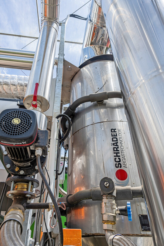 er Wärmetauscher TurbuFlexS in der Ausführung ThermTube 900 Condens führt die Wärme dem Rücklauf zu.