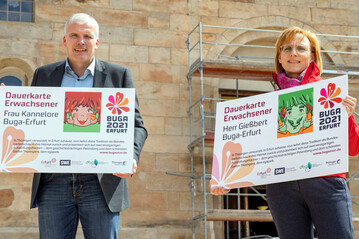 Andreas Bausewein, Oberbrgermeister von Erfurt, und Kathrin Wei, BUGA-Geschftsfhrerin