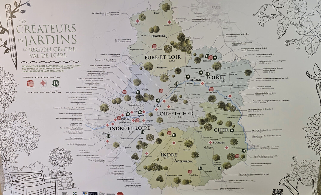 Zwei bersichtskarten machen deutlich, welche groe Rolle Parks und Grten in der Region Centre-Val de Loire spielen.