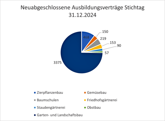 Entwicklung der neu abgeschlossenen Ausbildungsverhältnisse zum Stichtag 31. Dezember 2024.