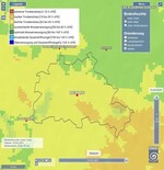 Im Bodenfeuchteviewer besteht die Möglichkeit, in Regionen zu zoomen. Die Abbildung zeigt die gewählte Bodenfeuchtesituation in der Region Berlin am 25. Mai 2021 unter Gras.