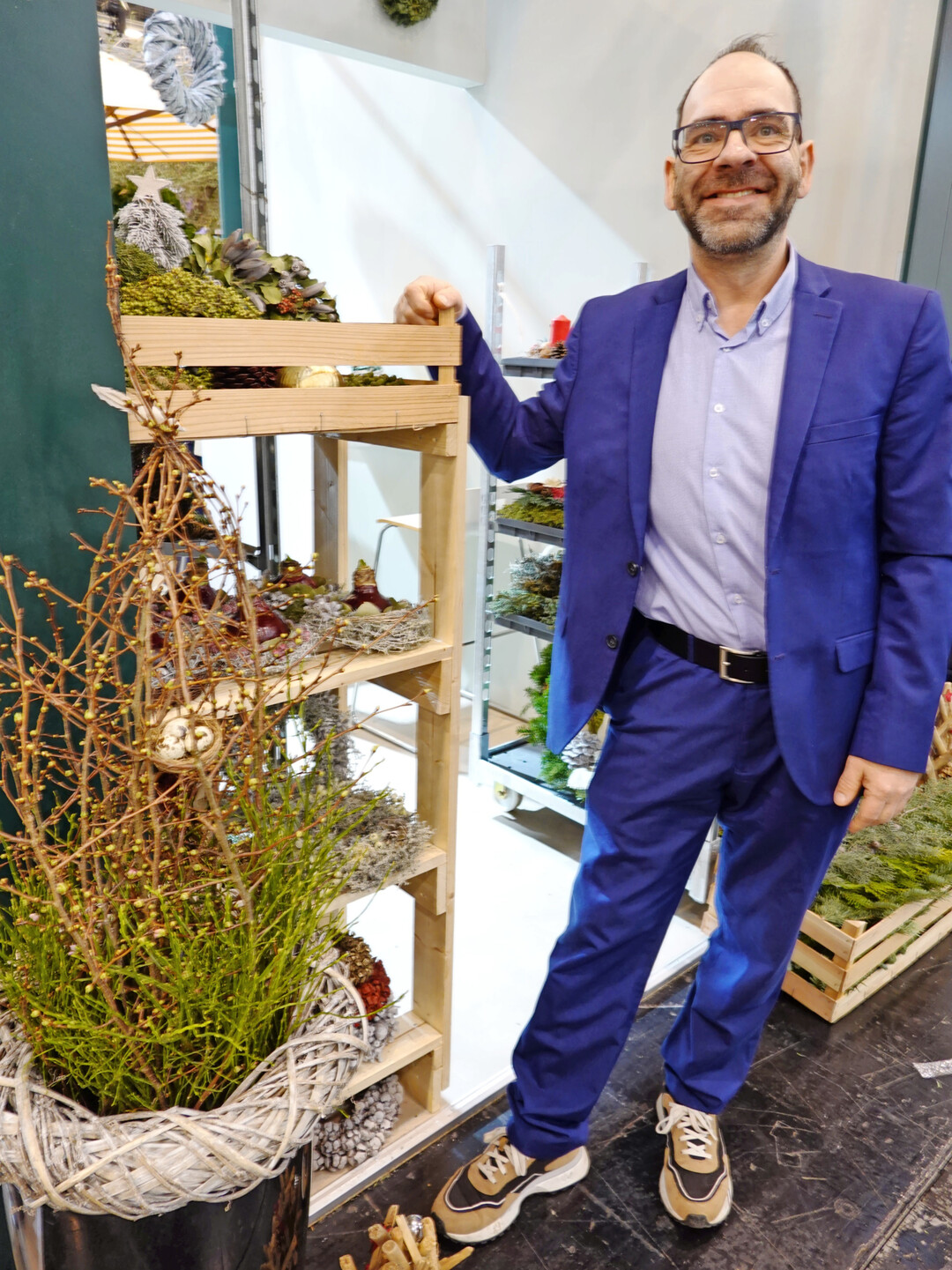 Frühlingszweige und fertige Trockenpflanzen-Zusammenstellungen zeigte Axel Büchler für Horn Grün.