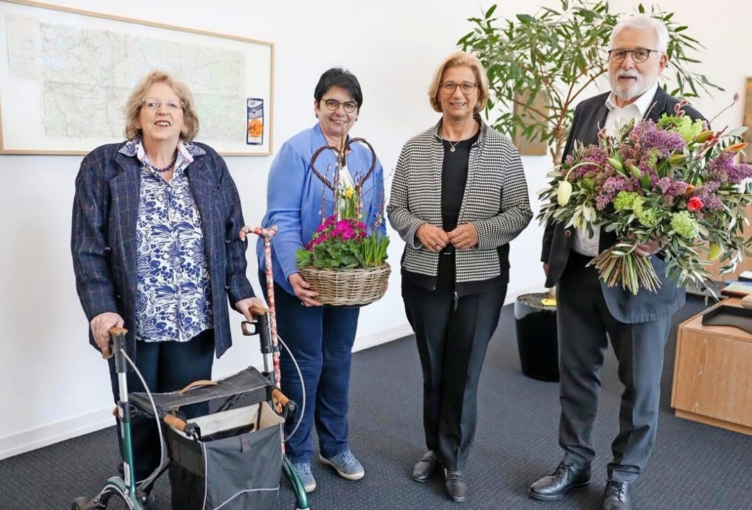 Valentinsbesuch bei Ministerpräsidentin Anke Rehlinger am 9. Februar 2026. Von links: Susanne Storb, Karoline Heiser, Anke Rehlinger, Ökonomierat Günther Schuster.