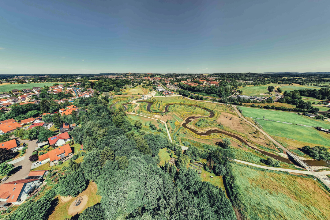 Ein Überblick über das Gelände der Landesgartenschau Ellwangen