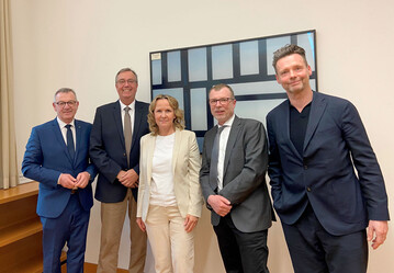 Von links: Jrgen Mertz, ZVG-Prsident, Hajo Hinrichs, BdB-Prsident, Steffi Lemke, Bundesministerin fr Umwelt, Naturschutz, nukleare Sicherheit und Verbraucherschutz, Matthias Lsch, BGL-Vizeprsident, Prof. Stephan Lenzen, bdla-Prsident