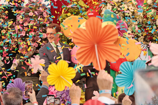 Ein strahlender Ministerpr�sident Hendrik W�st er�ffnete die Landesgartenschau in Neuss am 16. April 2026.