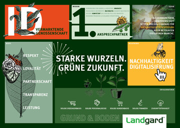 Starke Wurzeln. Grne Zukunft. So lautet der neue Claim von Landgard.