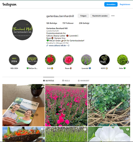 Fr den Gartenbaubetrieb Bernhard Nill ist Catharina auf Instagram regelmig aktiv.