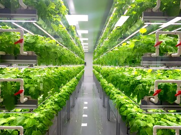 Vertical Indoor-Farming (Symbolbild) - der Anbau von Fruchtgemse oder Obst in bereinanderliegenden Kultursystemen in Innenrumen - hat das Potenzial, die wachsende Weltbevlkerung mit nachhaltigen und frischen Lebensmitteln zu versorgen.