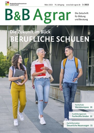 In der aktuellen Ausgabe der Fachzeitschrift B&B Agrar des Bundesinformationszentrums Landwirtschaft (BZL) werden Handlungsanstze gezeigt, die berufsbildenden Schulen dabei helfen, Antworten auf Zukunftsfragen zu finden und sich als feste Sule bei der Fachkrftesicherung zu behaupten.