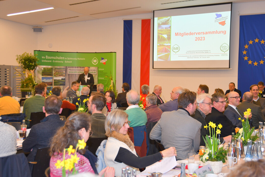 Sehr guten Zuspruch erfuhr die ffentlich Mitgliederversammlung des BdB Schleswig-Holstein mit Gsten aus Politik und Verwaltung, Verbnden und Vereinen am 30. Januar 2023 im Gartenbauzentrum der Landwirtschaftskammer Schleswig-Holstein in Ellerhoop.
