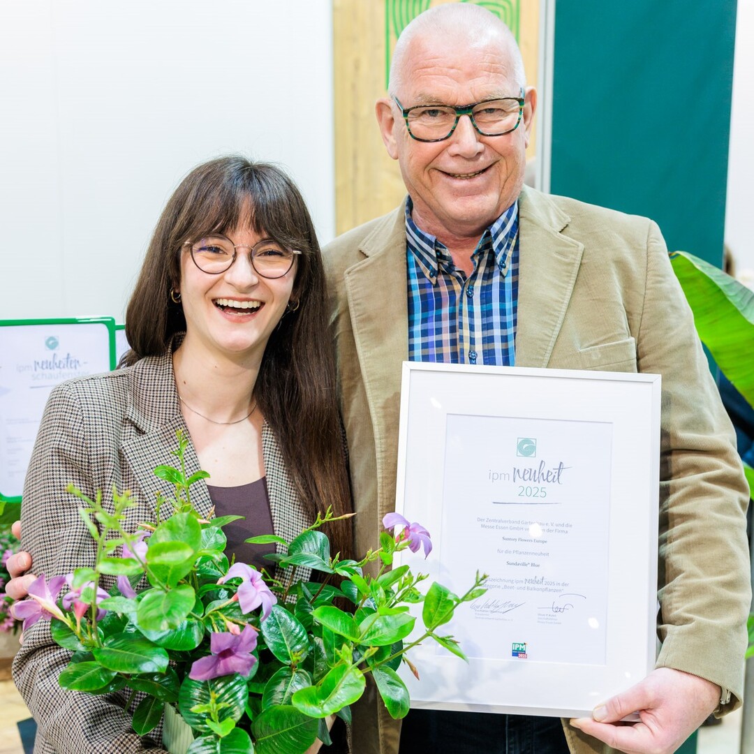 In the "Bedding and Balcony Plants" category, the Sundaville Blue from Suntory Flowers Europe in the Netherlands was named "IPM Novelty 2025".