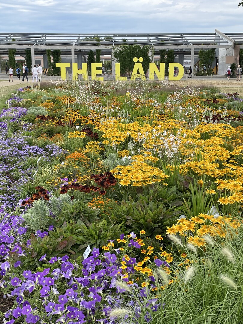 Ohne Sommerflor keine Bundesgartenschau  hier der Willkommensbereich auf dem Gelnde der BUGA Mannheim 2023.
