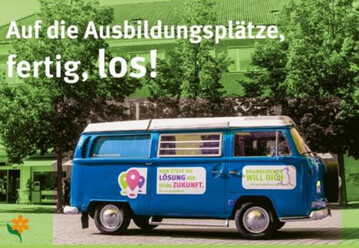 Erstmals hat der beliebte Brandenburg will Dich- Nachwuchswerbe-Bulli auch die Berufe des Gartenbaus an Bord.