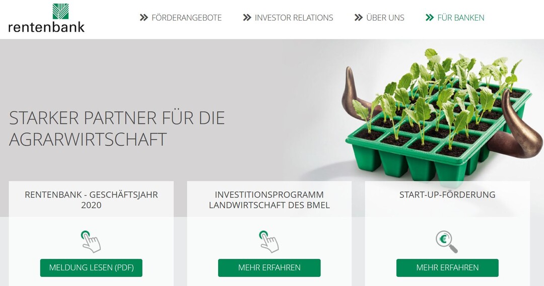 Die Rentenbank informiert auf ihrer Website über das Förderprogramm.