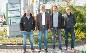Das Fhrungsteam, von links: Adrian Heine, Knecht Gewchshauseinrichtungen, Elias Maier, Geschftsfhrer Knecht Kellerbau, Frank Klutsch, Geschftsfhrer Knecht Gewchshauseinrichtungen, Peter Knecht, Geschftsfhrer Systembau Knecht.