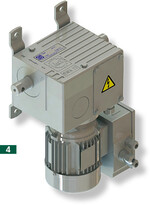 Wellenantrieb für Lüftungen, Schattierungen mit angeflanschtem SPL-30-Frequenz-Umrichter (im Stromanschlusskasten unten rechts), der als Nachrüstsatz angeboten wird. Er ermöglicht eine zweite Drehzahl mit kontrolliertem Kraftverlauf als „Schnellgang".