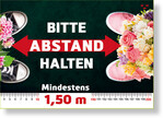 Der Mindestabstand wird in Corona-Zeiten zur Bürgerpflicht: Kostenloses Plakat des BGM Köln für seine Kunden aus dem Blumeneinzelhandel.