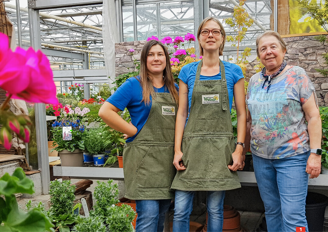 Das Familien-Team der Grtnerei Weber (von rechts): Seniorchefin Elfriede Babel, Geschftsfhrerin und Floristin Sandra Handwerker und ihre Schwester Kerstin Vollmuth.