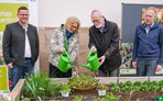 Mittelfranken: Stellten auf der Urban-Gardening-Fläche am AELF Fürth-Uffenheim das Gemüse des Jahres" vor, von links: Dieter Radloff, Bezirksvorsitzender im Bayerischen Gärtnerei-Verband, Uta Hübner/Amt für Ernährung, Landwirtschaft und Forsten Fürth-Uffenheim, Franz X. Forman, Stellvertretender Landrat des Landkreises Fürth, Ulrich Beie, 1. Vorsitzender der Interessengemeinschaft Ihre RegionalGärtnerei.