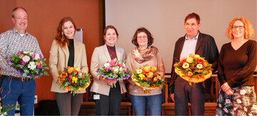 Referentinnen und Referenten der Fachtagung Gartenbau 2023, von links: Klaus-Dieter Gruber (Grtnerei Kiefl), Verena Trost (AELF Frth-Uffenheim), Antonia Lehner (IHK Mittelfranken), Annette Schwarz (Grtnerei Schwarz), Christian Schopf (Grnes Zentrum Krottenbach), Uta Hbner (AELF Frth-Uffenheim)