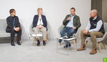 Fachleute im Gesprch ber Erfahrungen zur Robotertechnologie im Pflanzenbau (von links): Prof. Cornelia Weltzien, Eva Schrer-Merke, Torsten Kirchner und Cornelius Donath