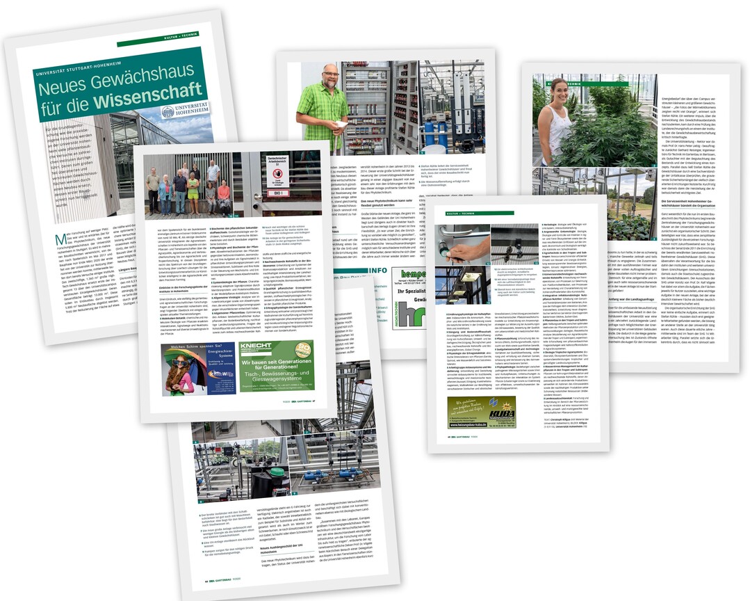  Ein umfangreicher Beitrag zum neuen Phytotechnikum der Universitt Hohenheim erschien in DEGA GARTENBAU 9/2020