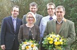 Vier Vorstandsmitglieder wurden in ihren Ämtern bestätigt, von links nach rechts: Stephan Neunhofer, Mönchengladbach, Anja Qayyum-Kocks, Mülheim, Vorsitzender Carsten Nöll, Essen, Stephan Wolters, Kempen, und Thomas Schlimgen, Köln.