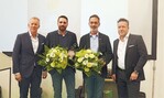 10 Verleihung des ersten Landgard Awards für Blumen und Pflanzen (von links): Johannes B. Kerner, Sven Kreisig, Karl-Heinz Compes und Armin Rehberg.