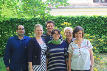 v.l.n.r. Nicos Chares, Sandra von Rekowski, Jochen Flenker, Bettina de la Chevallerie, Karl Zwermann, Gisela Blatter