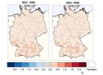 Dekadische Klimavorhersage der Temperatur in Deutschland von 2022 bis 2028.