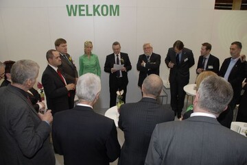 Jrgen Mertz begrte die Gste des EU-Empfangs, den der ZVG auf der IPM in Essen ausrichtete. 