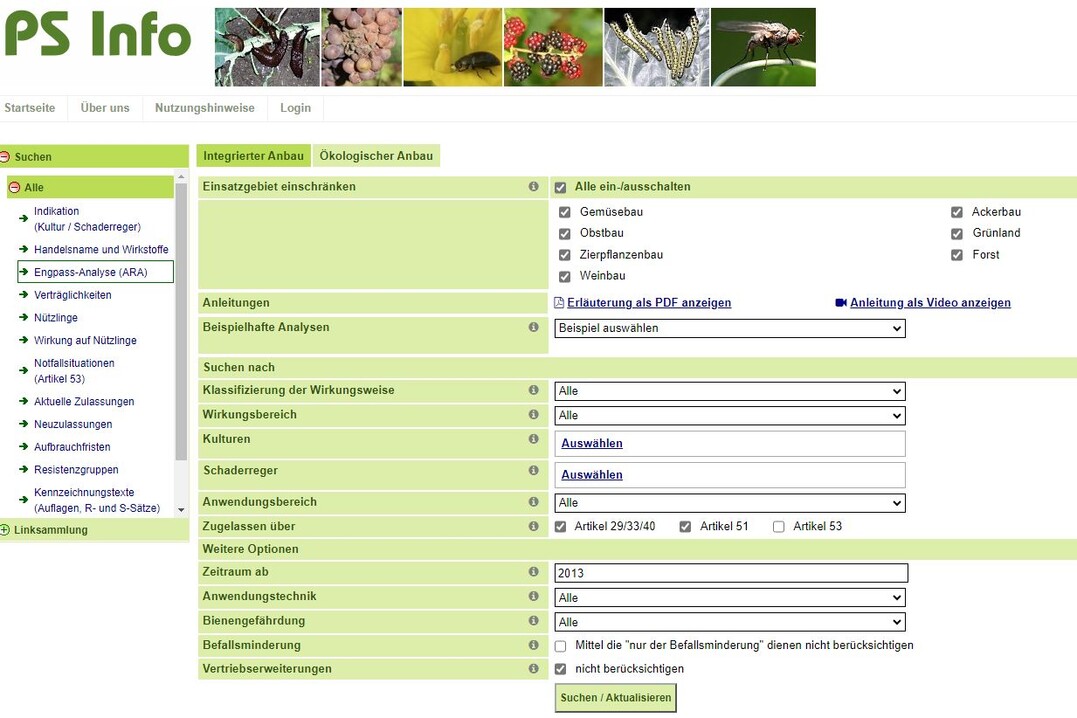 Die neue Engpass-Analyseim Pflanzenschutz-Informationssystem „PS Info“ bietet einen kostenlosen Faktencheck zu aktuellen und historischen Zulassungen.