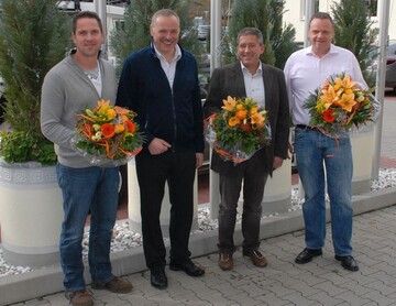 Frank Silze gratuliert den in ihren mtern durch die FGJ-Mitglieder besttigten Arbeitskreis-verantwortlichen (von links): Oliver Krebs, Frank Silze, Theo Grnewald und Georg Kurz. 