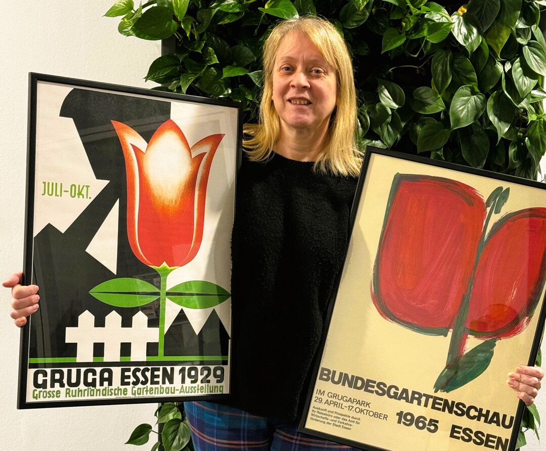 Das Herz schlägt in Essen schon lange grün, zeigt Andrea Kirchhoff mit historischen Plakaten, die in der BGI Flower-Galerie auf der IPM zu sehen sein werden.