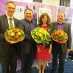 Stefan Friedel (links) und Martin Walser (zweiter von links) sowie Ralf Harbaum (rechts) freuen sich gemeinsam mit der GdF-Aufsichtsratsvorsitzenden und BdF-Vorsitzenden Birgit Ehlers-Ascherfeld auf die Herausforderungen im GdF-Aufsichtsrat.