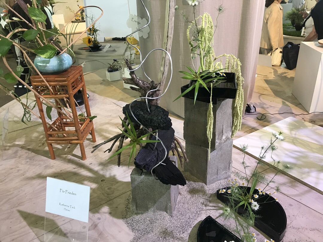 Ikebana: verschiedene Werkstcke zum Thema "Fr Frieden"