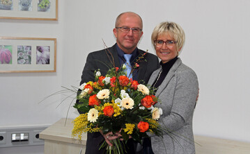 Vorstandsvorsitzender des Verbandes des Deutschen Blumen-, Gro- und Importhandels (BGI), Norbert Engler mit Prsidentin des Landesverbandes Gartenbau Nordrhein-Westfalen, Eva Khler-Theuerkauf
