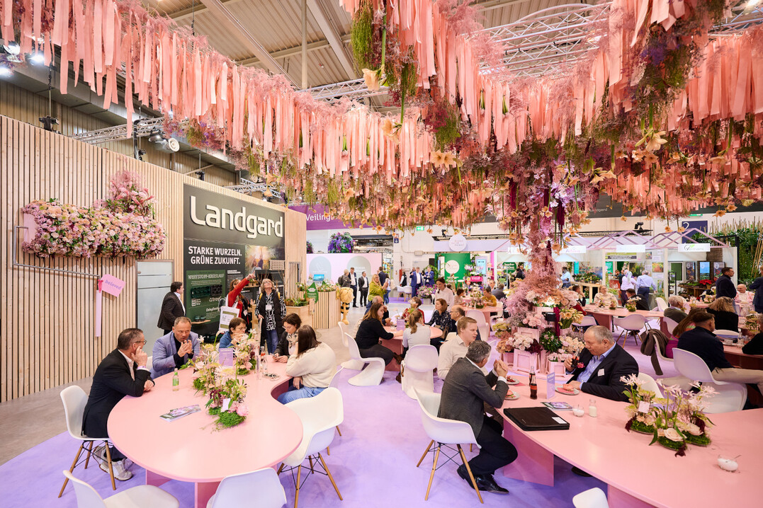 An bekannter Stelle, aber in besonders extravaganter Optik, berrascht der traditionelle Landgard-Messestand in diesem Jahr das Fachpublikum aus aller Welt.
