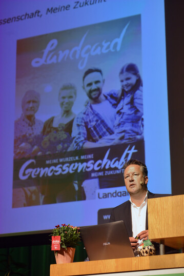Armin Rehberg (CEO der Landgard eG) bei der Vertreterversammlung der Landgard eG.