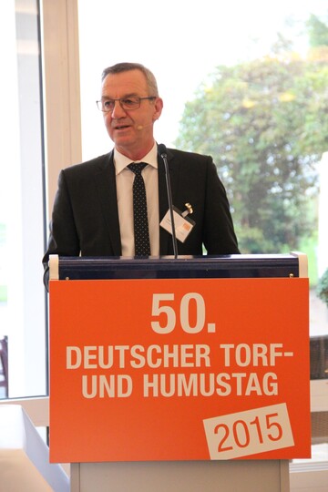 Jrgen Mertz, Prsident des Zentralverband Gartenbau (ZVG) auf dem diesjhrigen Deutschen Torf- und Humustag.