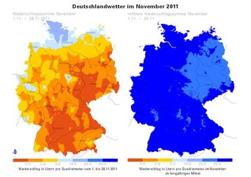 Der November 2011 war in Deutschland der trockenste Monat seit Beginn der Wetteraufzeichnungen im Jahr 1881.