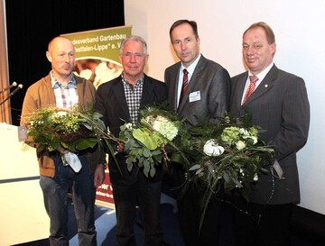 Von links: Der neu gewhlte Vizeprsident Johannes Kloer, Ehrenprsident Heinz Herker, Prsident Helmut Rskamp und der scheidende Vizeprsident Bernd Wortmann.
