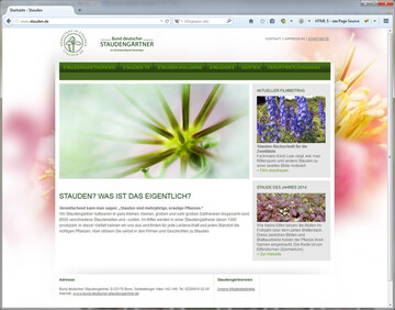 Screenshot Stauden-Website: Der neue Internetauftritt der Website www.stauden.de, bersichtlich und unterhaltsam.