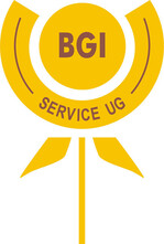 Das Logo der BGI Service UG: Die Form zeigt die Nähe zum Verband, die veränderte Farbgestaltung dokumentiert die wirtschaftliche Selbständigkeit.