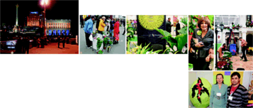 1 Der Unabhngigkeitsplatz in Kiew war whrend der Prsidentschaftswahlen in der Ukraine im Herbst 2004 Schauplatz groer Demonstrationen<br/> 
2 Blumenhandel auf der Strae in der Stadt: Die eingetteten Topfpflanzen stammen nicht aus einheimischer Produktion, sondern sind niederlndische Importe <br/>
3 Fachmesse Flowers & HorTech Ukraine: Aus den Niederlanden kamen ber 50 Aussteller mit teils groen Standflchen. Bei Waterdrinker wurde von sehr guten Geschftskontakten berichtet <br/>
4 Iryna Slobodyanyuk, Prsidentin des Gartenbauverbands (Flower Council of Ukraine), der die Messe mit veranstaltet, sieht noch viel Wachstumspotenzial fr mehr Aussteller<br/>
5 Der Stand von Ascania Flora, dem grten Rosenproduzenten des Landes. Das Unternehmen kultiviert auf 22ha unter Glas Schnittstiele fr die Ukraine und fr Russland <br/>
6 Nataliya Ageyeva ist Leiterin der Floristikakademie in Kiew (www.floristunion.com.ua), hier mit einem Schler und einem zum Osterfest passenden Werkstck