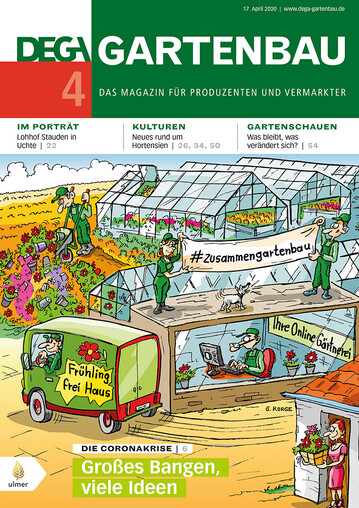 Das Titelbild von DEGA GARTENBAU 4/2020 zeigt, was die Coronakrise fr die Branche bedeutet: Viele Pflanzen mssen vernichtet werden - die Grtner suchen kreativ nach Wegen, um zu bestehen